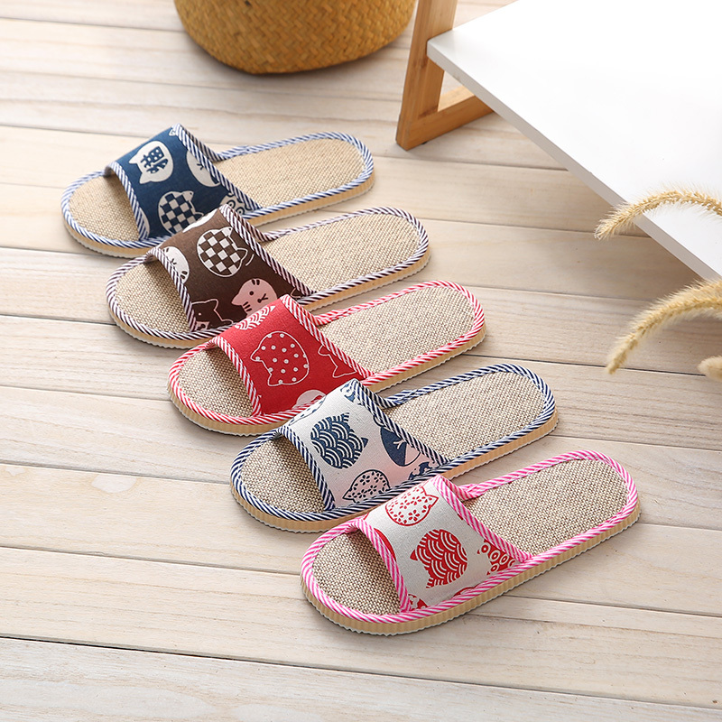 Lucky Cat Home Linen Slippers for All Seasons, Unisex Indoor Slippers, Eva Silent Soft Sole Floor Slippers, Guest Disposable