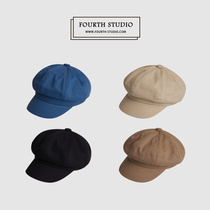 Octagonal hat girls Japanese simple solid color newsboy hat Korean style British literary retro versatile black beret tide tide