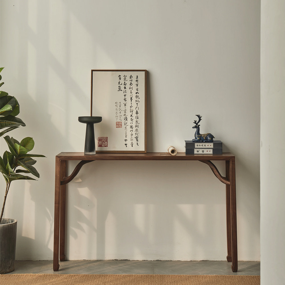 Xumu new Chinese strip case black walnut solid wood porch table old elm flat head table table Zen for table table furniture