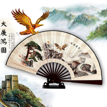 Double-sided folding fan 10 inch men and women Performance 8 inch foreign friends Chinese style gift landscape landscape silk cloth fan