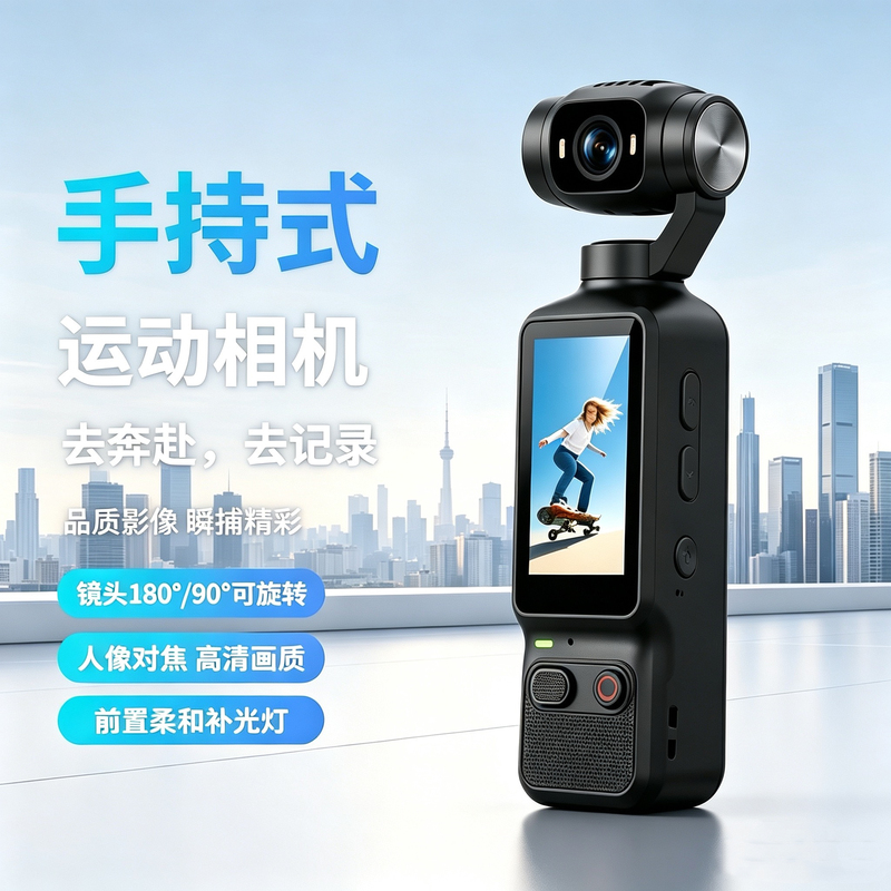 New High-Definition Handheld Pocket Gimbal Digital Camera, High-Definition Vlog Outdoor Anti-Shake Camera, Sports 4K for Students
