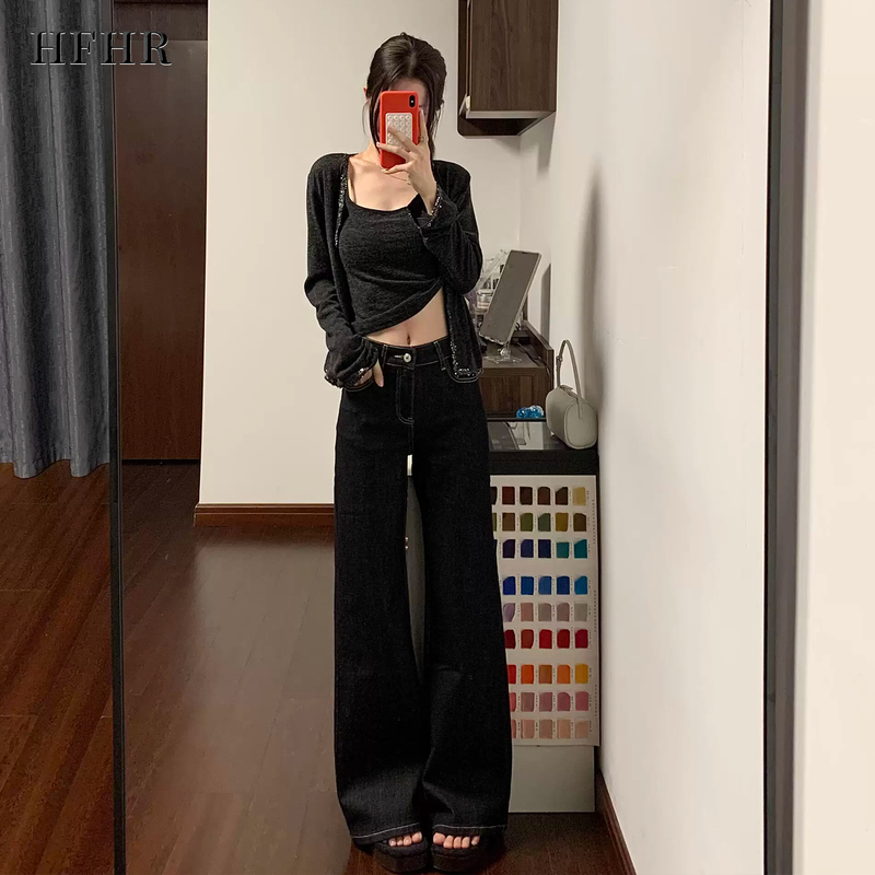 Hfhr Low-Waist 3inch Flared Jeans for Women, Autumn 2026 New Style, Slim Fit, Not Tight on the Legs, Straight-Leg Flared Pants