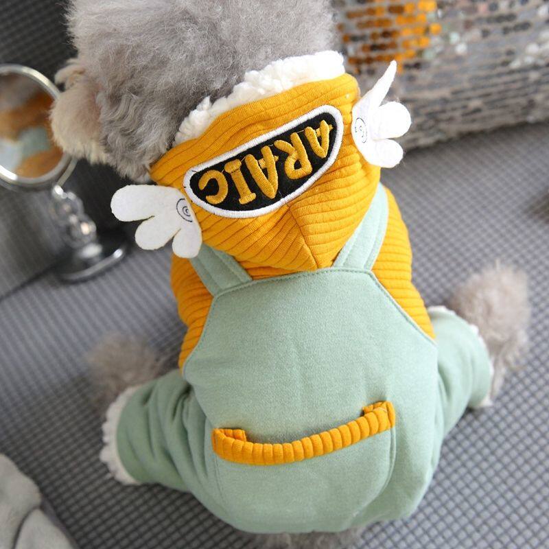 Pet clothes Bichon Schnauzer small dog Teddy cotton clothes puppy dog ​​four-legged clothes warm autumn and winter clothes baby bag