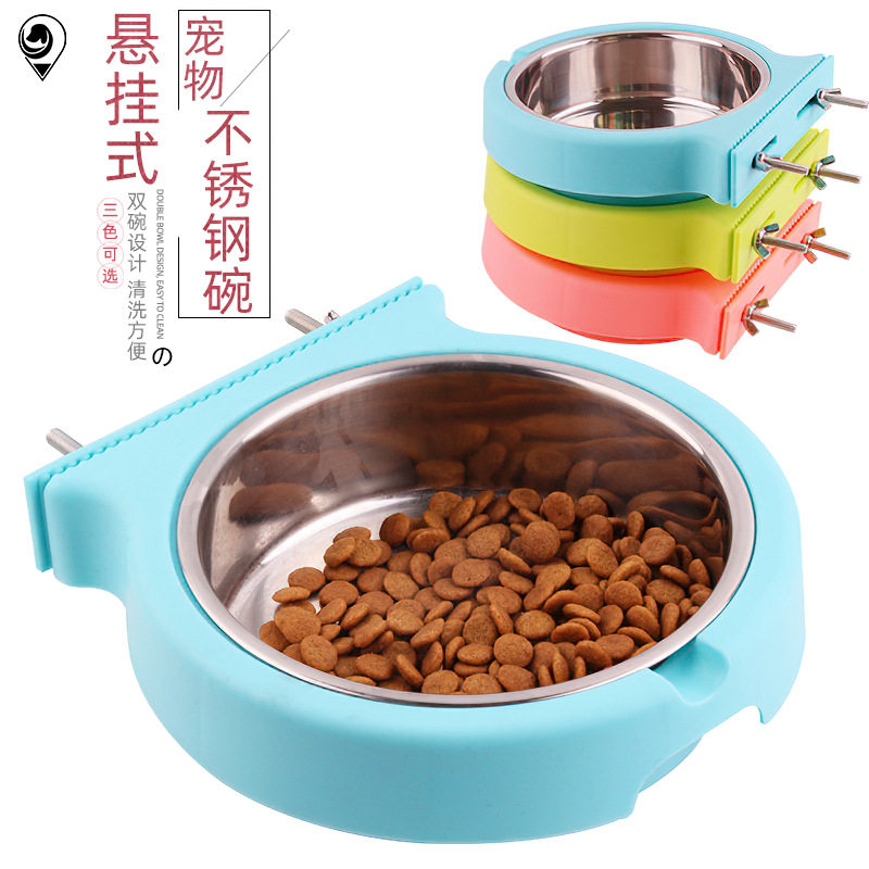 New stainless steel pet bowl mounted bowl-proof dog pot dog bowl bowl feeder special price
