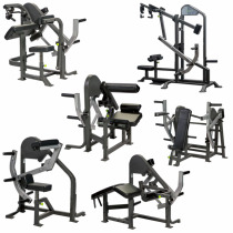 Fitness room full range of commercial fitness equipment pushback high and low enlarged calf chest with force Humvee Prime