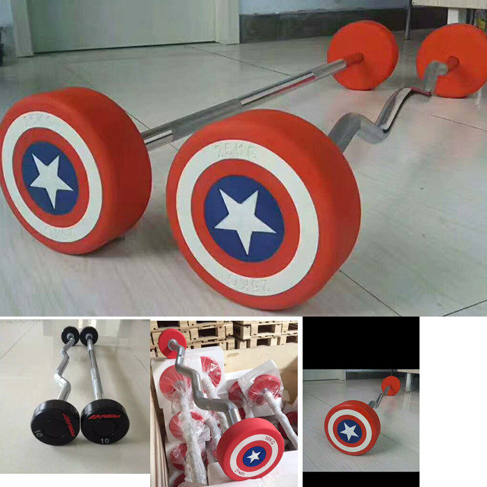 Captain America Fixed Barbell 10-55kg lifefitness PU Barbell Dumbbell Gym Commercial