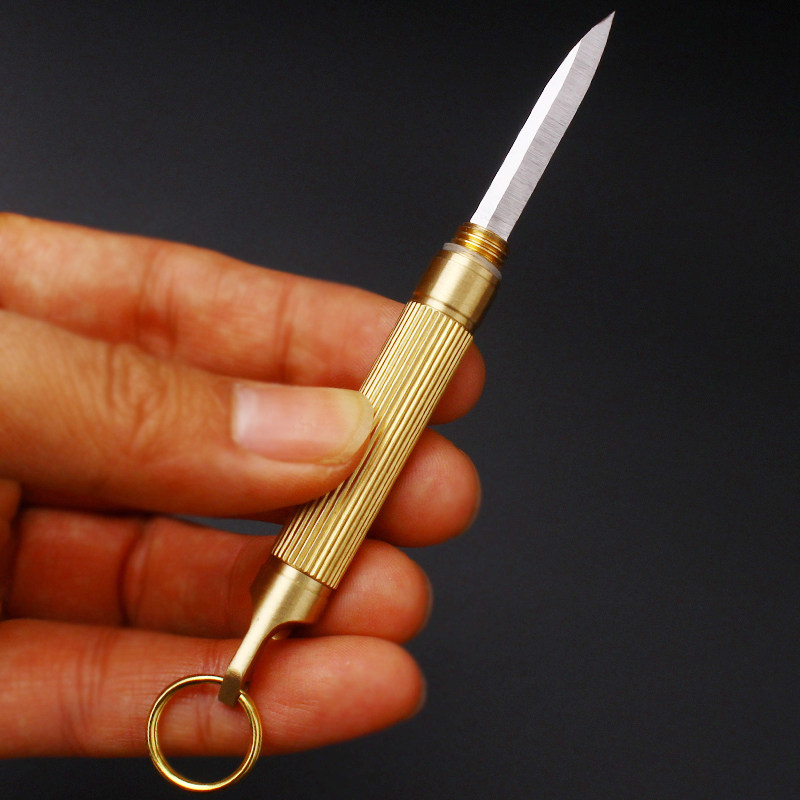 Brass Express Small Knife Open Bottle Individuality Broken Window Stick Cone Fashion Key Mini Handy Knife Hide Removable Water Fruit Knife