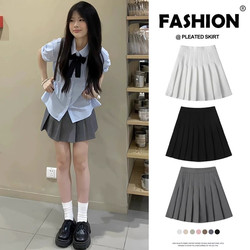 Gray Suit Pleated Skirt for Women Spring/Summer 2025 New High-Waisted Slimming Jk Skirt Petite A-Line Short Skirt