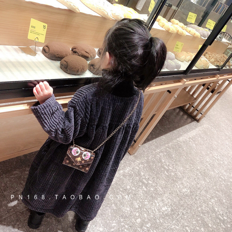 Little girl cute single shoulder inclined satchel bag wave South Korea mini children baby fashion girl princess beauty popo bag-Taobao