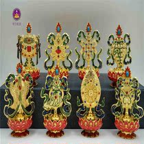 Gold-plated painted lotus zuo ba jixiang