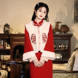 Красное ципао, демисезонный жилет, летний комплект, увеличенная толщина