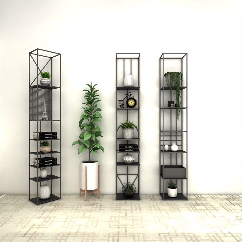 Modern minimalist display bookshelf Nordic iron art rack simple living room decoration floor multi-layer storage storage rack