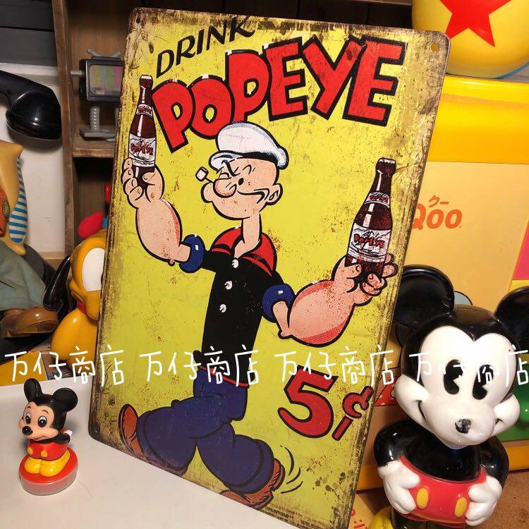 ten thousand paparazzi Shops Vigorous sailors Decorative Sheet Iron Painting Nostalgia Cartoon Hardware Painting Wall Decoration Studio