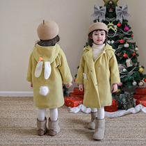 Girls winter woolen coats babys autumn and winter warm coats winter style clothes mid-length girls winter clothes