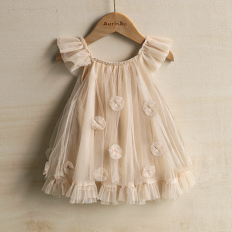 One-year-old girl baby dress summer dress one-year-old baby birthday 100-day feast dress girl girl mesh princess dress