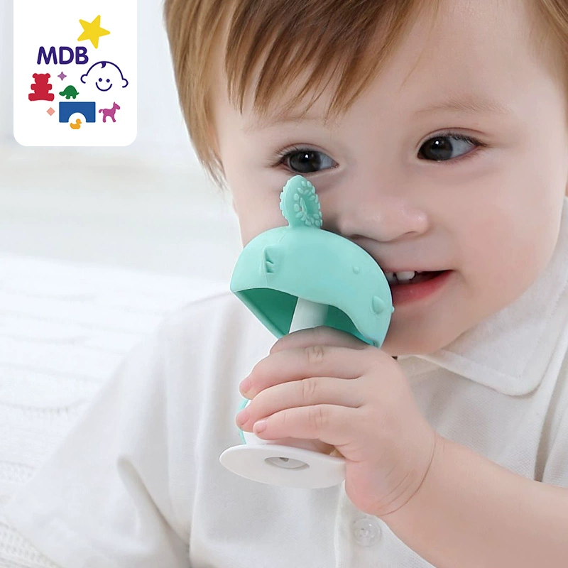 mdb em bé răng hàm dính teether đồ chơi nấm bé teether silicone không độc hại cắn vui vẻ 0-6-12 tháng - Gutta-percha / Toothbrsuh / Kem đánh răng