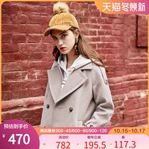 Baitu Western dress collar woolen coat women double breasted medium long woolen coat winter wear new