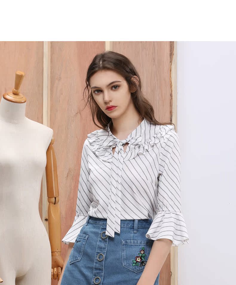 Áo ba lỗ kẻ sọc nơ nữ xù xì áo sơ mi trang nữ form rộng