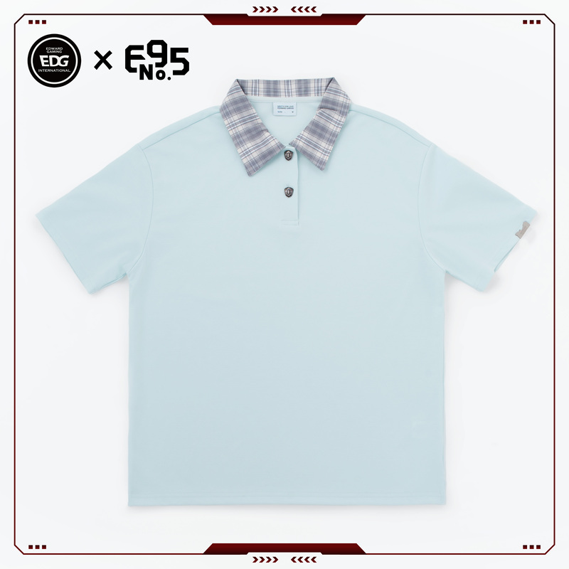 【Edg】- Plaid Patchwork Polo Collar Short-Sleeved Spring and Summer Versatile Top 【Edg】- Plaid Patchwork Polo Collar Short-Sleeved Spring and Summer Versatile Top