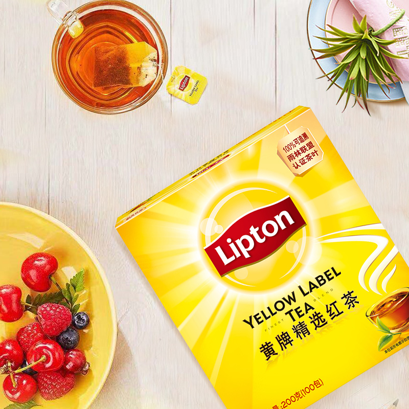 立顿 黄牌精选红茶茶包 100包/盒 图2
