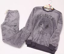 Foreign trade day single men and women autumn and winter Snoopy soft sports leisure home clothing pajamas pajamas close-up set