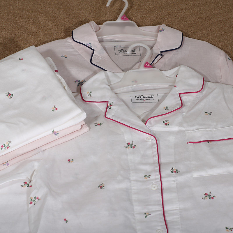 Foreign Trade Day Single Woman All-pure Cotton Double Layer Gauze Wide Version Summer Thin sleeping clothes Home Sleeping Pants up to the suit