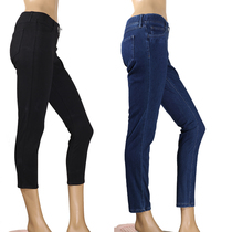 Foreign trade day single womens summer casual legs feet denim stretch thin trousers 7 points 8 points leggings