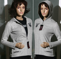 Foreign trade day single womens long sleeve thin womens leisure sports hooded sweater jacket short jacket YKK zipper Special