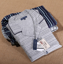 Foreign trade Daily single 100% cotton men Spring and Autumn thin pajamas home clothes living clothes set cotton breathable long sleeves