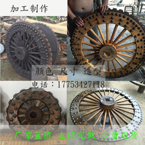 Antique wheels wooden wheels retro solid wood pendants bar clubs background wall decoration imitation wheels