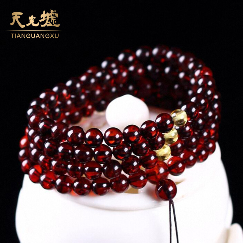 Tianguangxu blood amber bracelet 108 beads amber bracelet natural amber beeswax bracelet for men and women with certificate