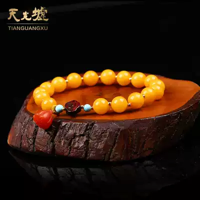 Tianguang Hui natural amber beeswax bracelet women's beeswax multi-treasure bracelet Amber bracelet Old honey shaped bracelet