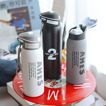  3o4 stainless steel thermos cup sports with straw Fitness portable water cup Korean simple male and female student outdoor cup
