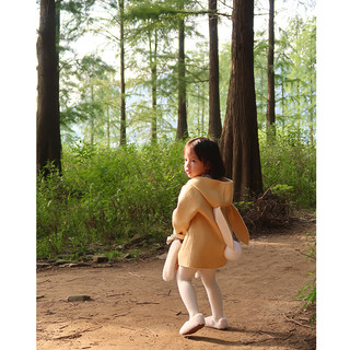 Anyingirl vanilla lemon 100% wool coat rabbit ears double-sided woolen coat for small and medium-sized girls