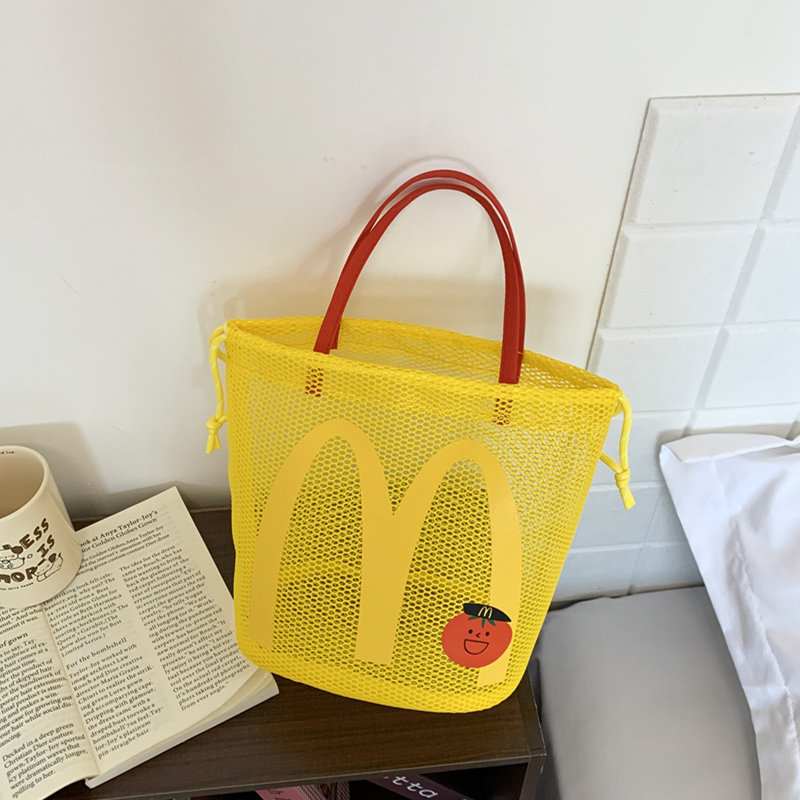 Mcdonald's Themed Mesh Tote Bag, Summer Fruit Small Mesh Bag, Beach Bag, Swimming Bag, Bathroom Toiletry Storage Bag
