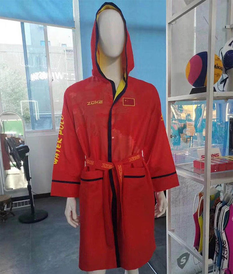ZOKE Chau's new male and female children's water teams with the same anti-chilling hat swimming competition bathrobe men