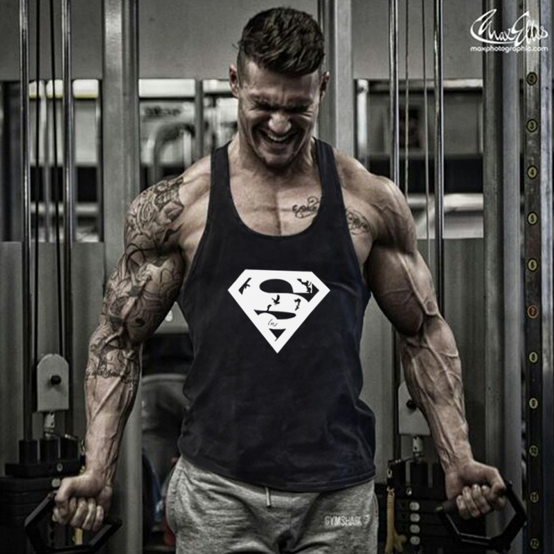 Cơ bắp nam anh tập thể dục thể thao vest bodybuilding sling rò rỉ bông thở trở lại lỏng lẻo lớn từ mã vest