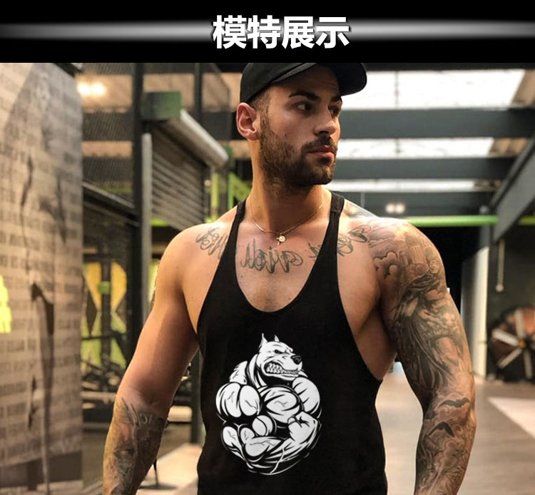 Mới cơ bắp thể dục vest nam lỏng lẻo sling bông mẫu chó thể hình thể thao bóng rổ chạy mồ hôi ao thể thao
