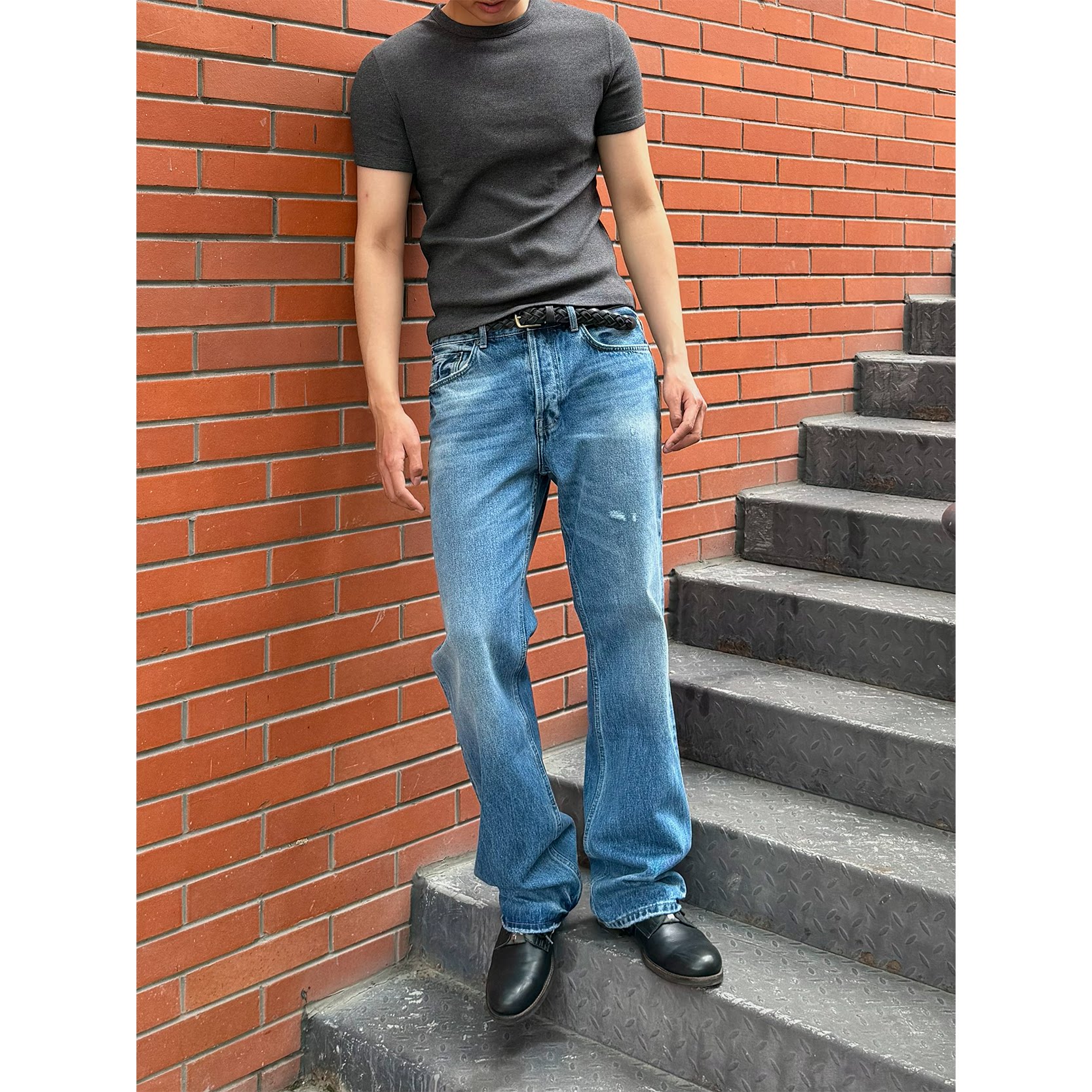 กางเกงยีนส์ฟอกสีแนวเรโทร สีน้ำเงิน รุ่น 2.0 อัพเกรดใหม่ แบบ Ac Style 2010Mvintage ทรงกรวยอเมริกัน