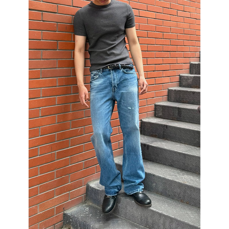 Independent Ac Style 2010m Vintage Blue Retro Washed Jeans American Cone Fabric