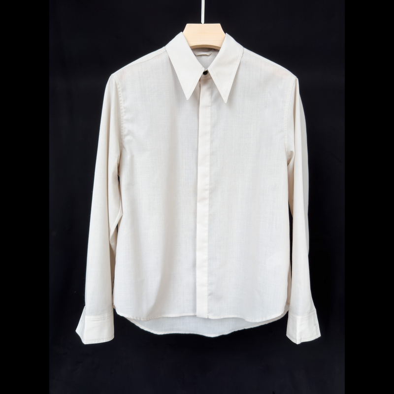 Bikamade|Lightweight Wool Blend Pointed Collar Long-Sleeve Shirt Bikamade|Lightweight Wool Blend Pointed Collar Long-Sleeve Shirt