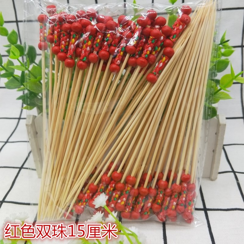 Disposable Fruit Sign Bamboo Sign Fruit Fork Creative Cocktail Sign Refreshments Sign KTV Toothpick Art Strings