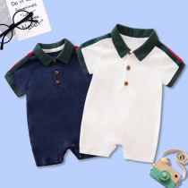 Baby boy slim fit baby one-piece clothes male baby Hclothes bag fart summer baby girl summer dress short sleeve damp