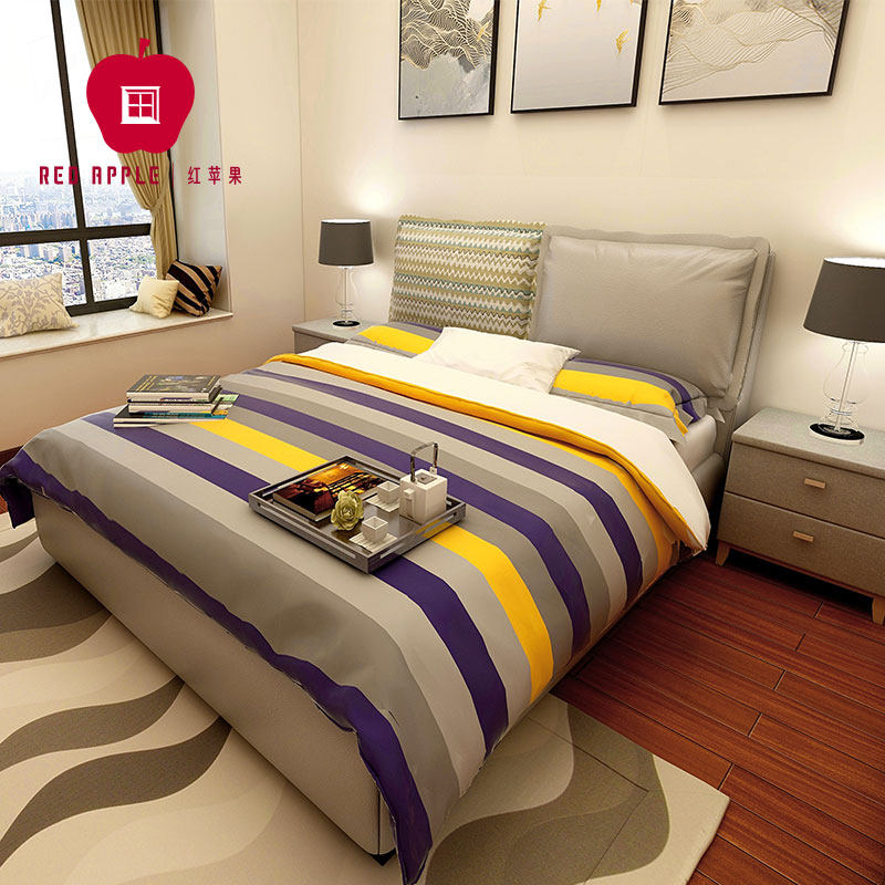 Red Apple Furniture Nordic Sunny Series Modern Minima Cozy Design Soft Bunk Bed Head Cabinet Combination