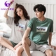 Kang Yi hai bộ đồ ngủ vài giá mùa hè mỏng ngắn tay đồ ngủ cotton của phụ nữ cotton nam phục vụ tại nhà phù hợp với váy - Bộ Pajama