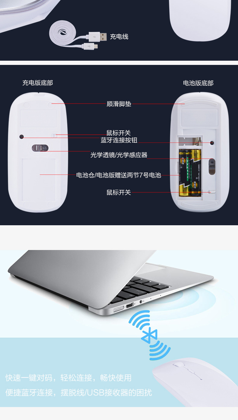 Mac apple pro máy tính xách tay máy tính không khí macbook không dây Bluetooth chuột siêu mỏng sạc 4.0 người đàn ông và phụ nữ cho Xiaomi Huawei Lenovo Dell HP Asus máy tính để bàn phụ kiện máy tính