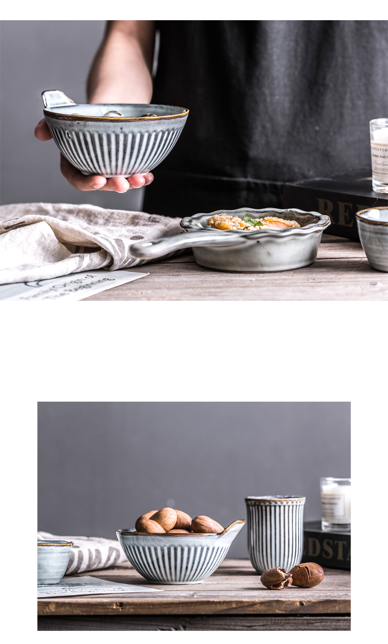 Lototo retro ceramic monaural household rainbow such as bowl bowl of salad bowl bowl of soup bowl creative breakfast eat rice bowl bowl of move