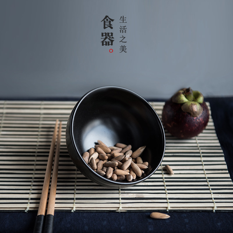 Lototo black - and - white beauty home picking Japanese European ceramic tableware rice bowls round bowl dessert bowl 4 only