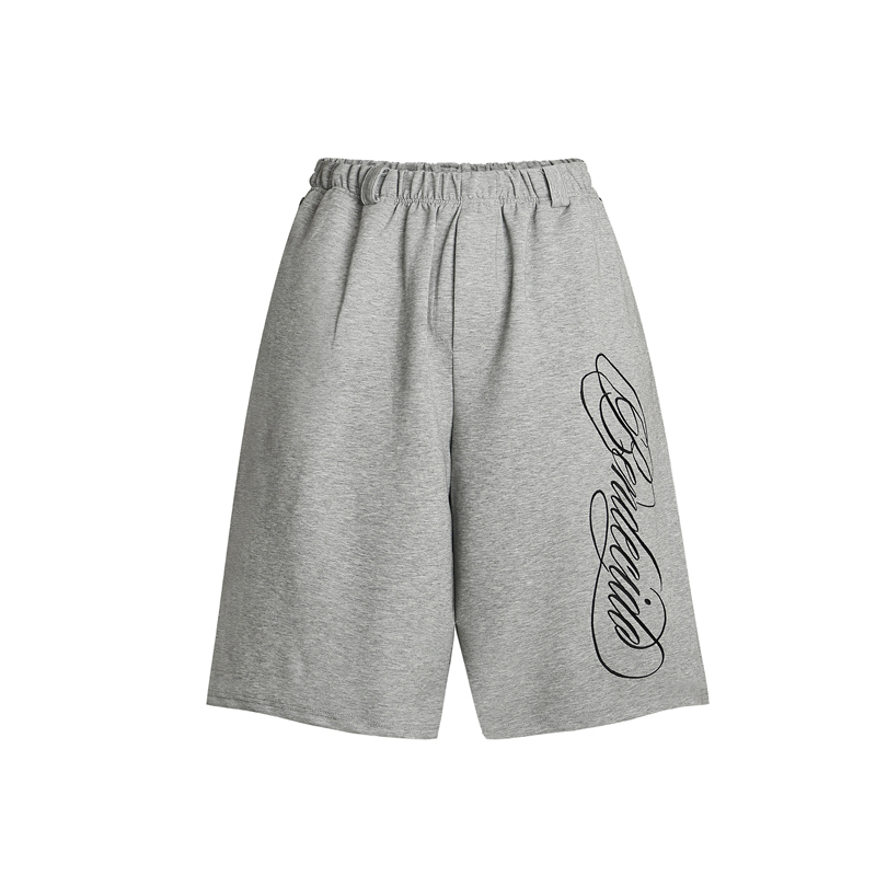 Gxfortune American Retro Loose Air Layer Sports Casual Sweatpants Shorts Unisex Wide-Leg Cropped Pants