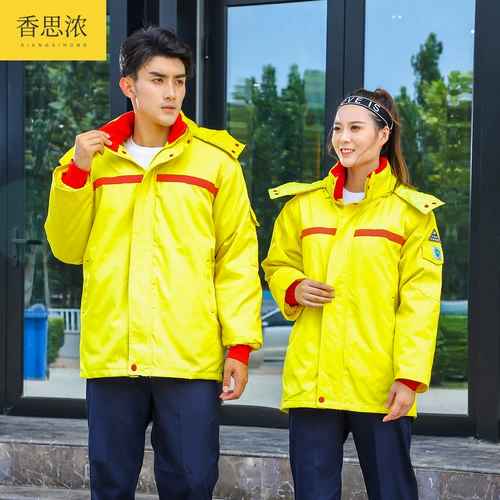 Антистатическая заправочная станция Работая одежда Хлопковое пальто в зимнее сгущенное и бархатная холодная и теплая защита от рабочей силы Электронная химическая заводская одежда